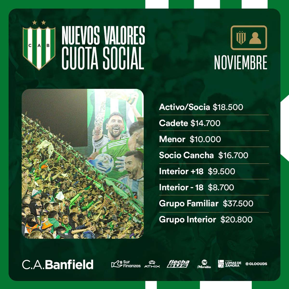 aumenta cuota social banfield 