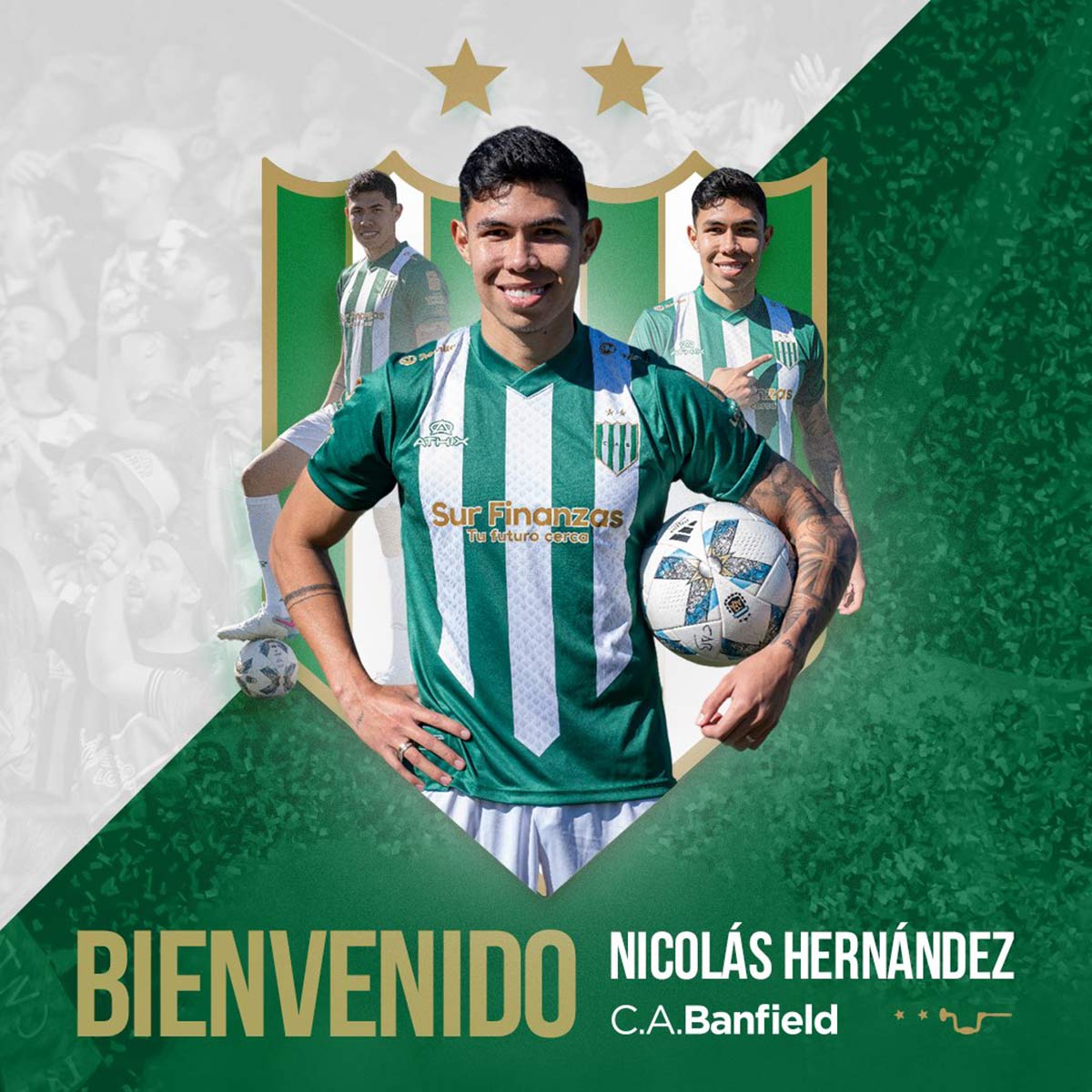 Nicolás Hernández Rodríguez de 26 años llega desde San Lorenzo y firma contrato con Banfield hasta el 31/12/2025.