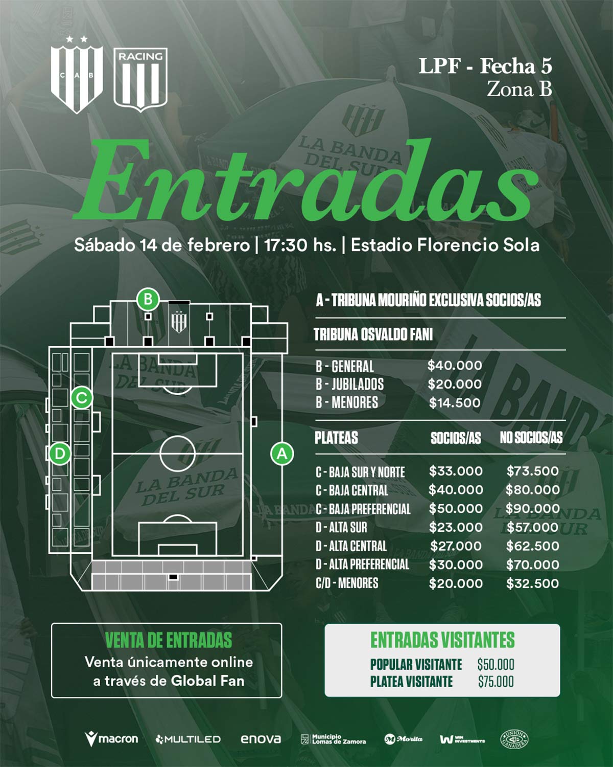 venta de entradas banfield racing 2026